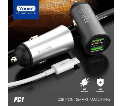 Chargers + Cables Yookie fast Car Charger PC1 12W 2output With Type C cable